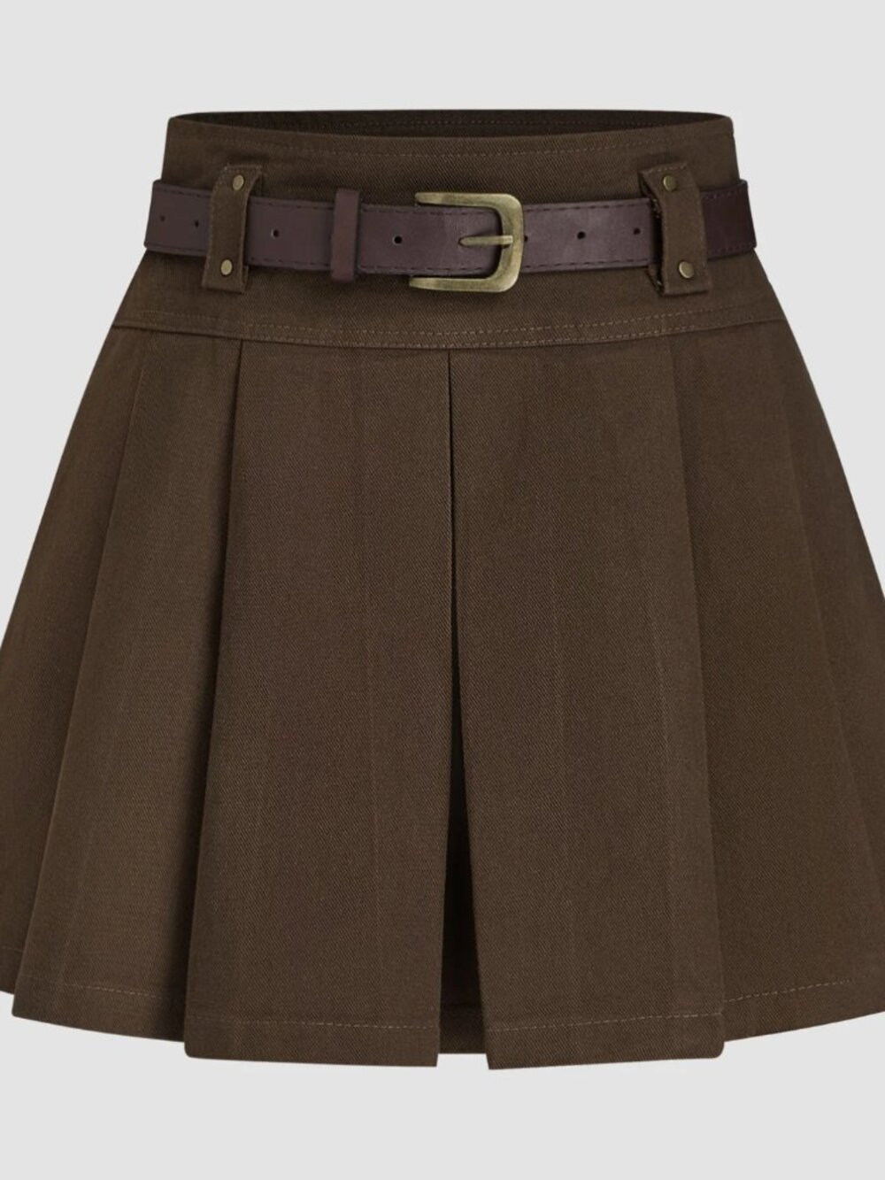 Mid Waist Solid Pleated Skort
